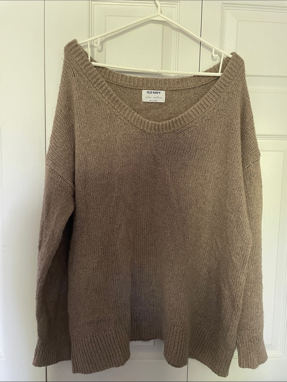 Old Navy Taupe Scoopneck Knit Sweater